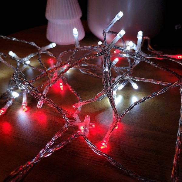 Samuel Alexander 200 LED 16m Christmas Outdoor Function Lights Timer Clear Cable in Red & White