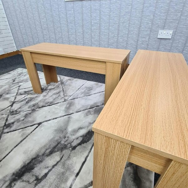 KOSY KOALA 2 Set Modern Light Wood Effect Dining Benches Wooden Seating for Dining Room Kitchen or Hallway (90 × 30 × 45 cm)