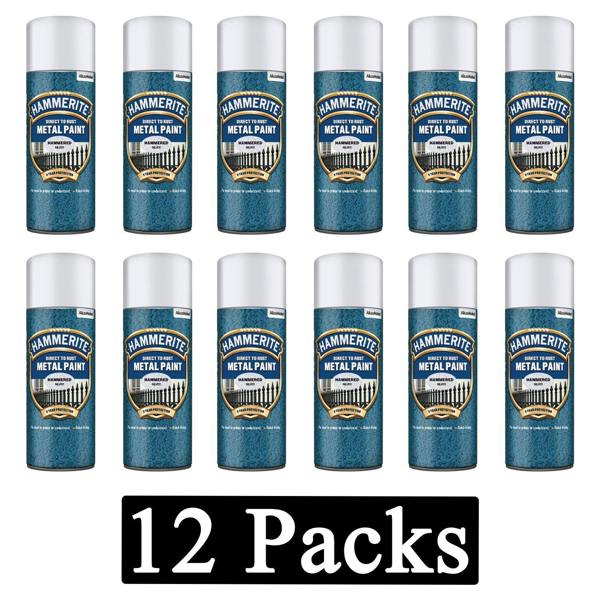 Hammerite 12X Hammerite Hammered Silver Spray Paint 400ml
