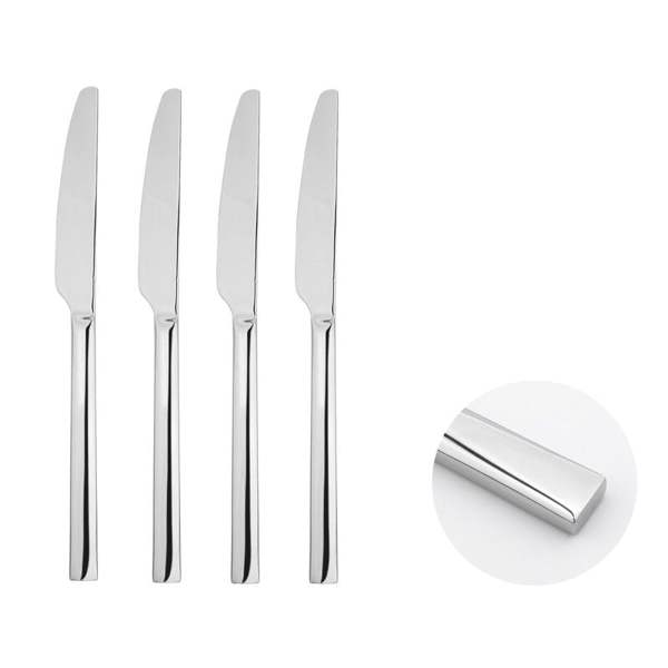 Glim Glam Cutlery Sets Stainless Steel 18/8 Dinner Knife 4pc Set Catering Flat 
