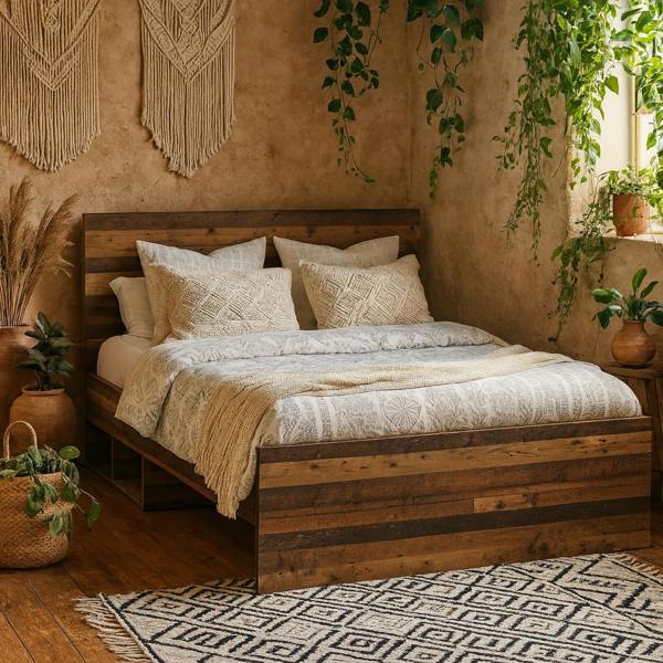 Wyld Haus Whimwick Small Double 4ft Walnut Industrial Bed Frame