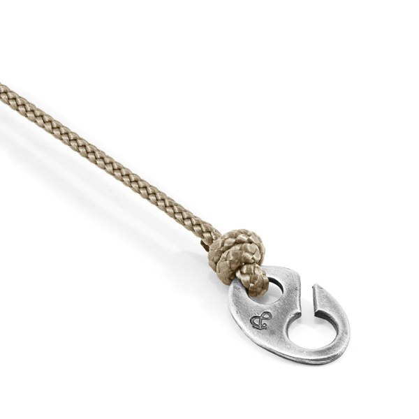 Anchor & Crew Sand Brown Windsor Silver and Rope Bracelet 