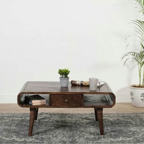 IH Design Winnie Dark Mango Wood Coffee Table with Drawer