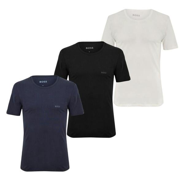 Boss Mens Crew Neck Regular T-Shirt (Pack of 3) - Navy/Black/White - 