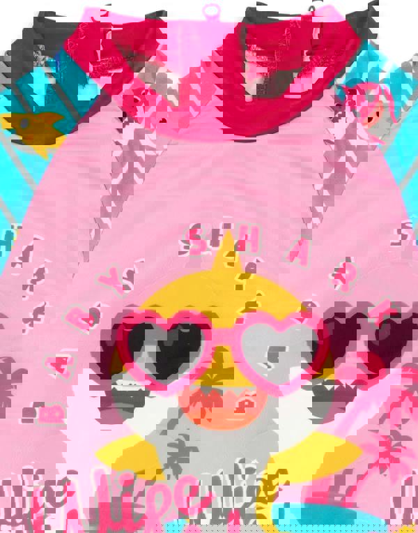 Baby Shark Girls Blue All-Over Print Sleeves & Frill Detail 1 Piece Surf Suit