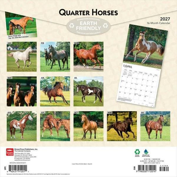 Quarter Horses Calendar 2027, Wall Calendars, Month To View, Animals, Gift