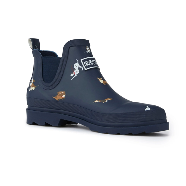 Regatta Womens Harper Dog Print Low Wellington Boots - Navy