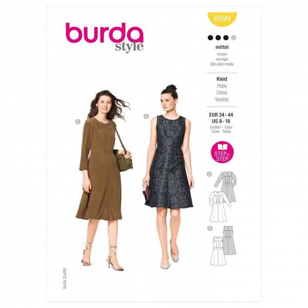 Burda Sewing Pattern 6099 Dresses For Women, 34 to 44 - Intermediate