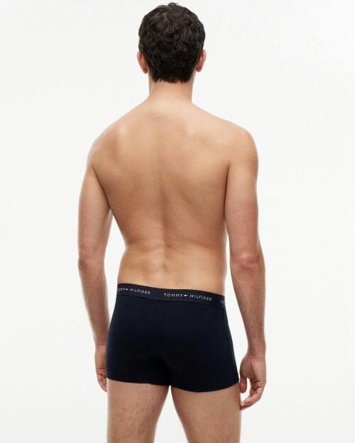 Tommy Hilfiger 3-Pack Logo Waistband Mens Trunks - Autumn Orange/Navy Blue/Blue Spell