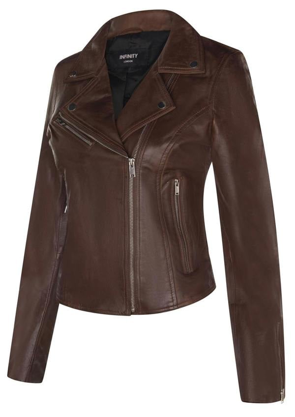 Infinity Leather Womens Leather Classic Biker Brando Jacket-Baku