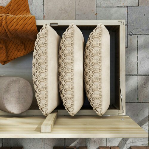 Wyld Haus Mavise Safi Natural Wood Panelled Outdoor Cushion Storage Box 172 Litre