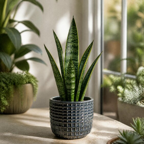 Sansevieria Superba in 12cm Pot | Air-Purifying Snake Plant for Low Light Spaces - Grey Ceramic Pot - 1