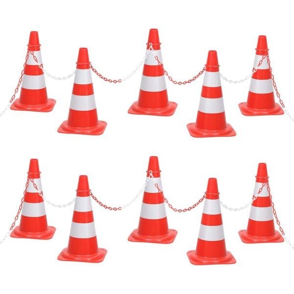 Berkfield Chain Cone Set with 10 m Chain Red and white