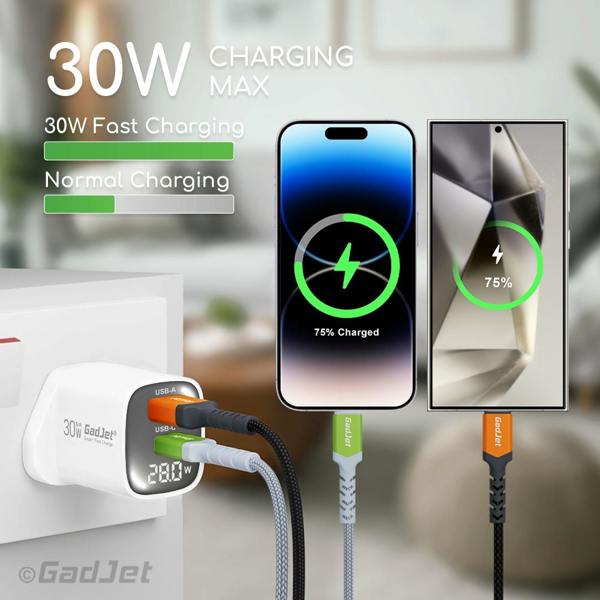 GadJet GaN 2-Port LED Power Adapter