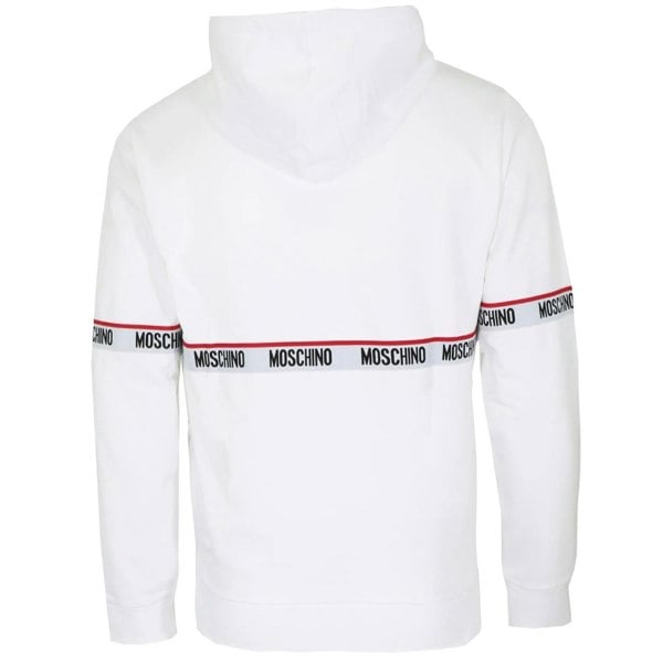 Moschino Branded Taped Chest White Hoodie XS