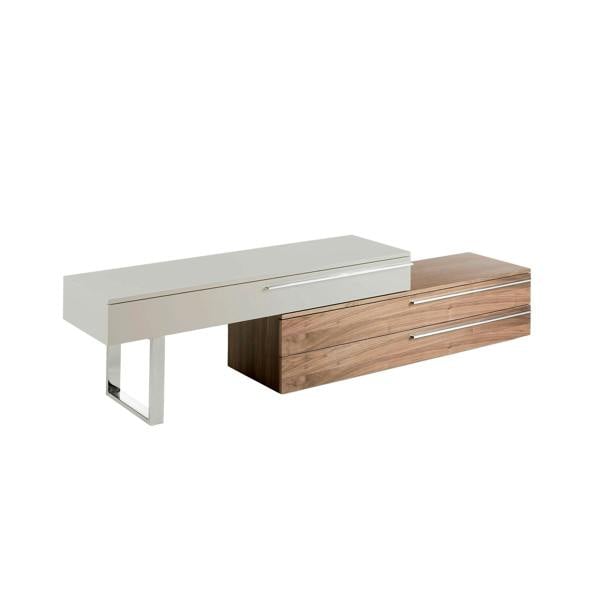 Angel Cerdá Beige Wood, Walnut and Chrome Plated Steel TV Unit 3081