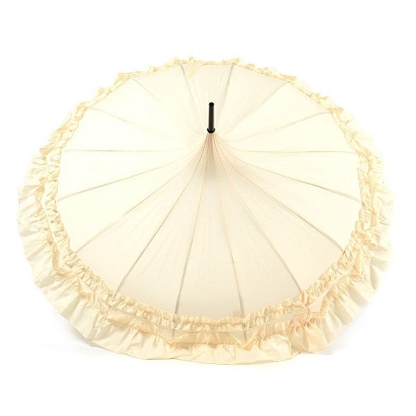 Beige Classic Frilled Pagoda Umbrella top