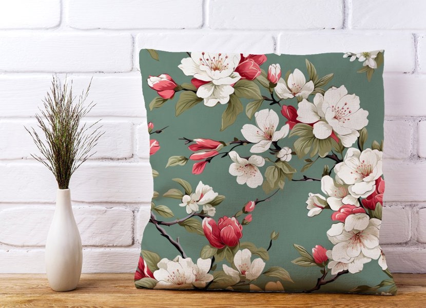 Warren Reed Pink And White Blossom Cushions