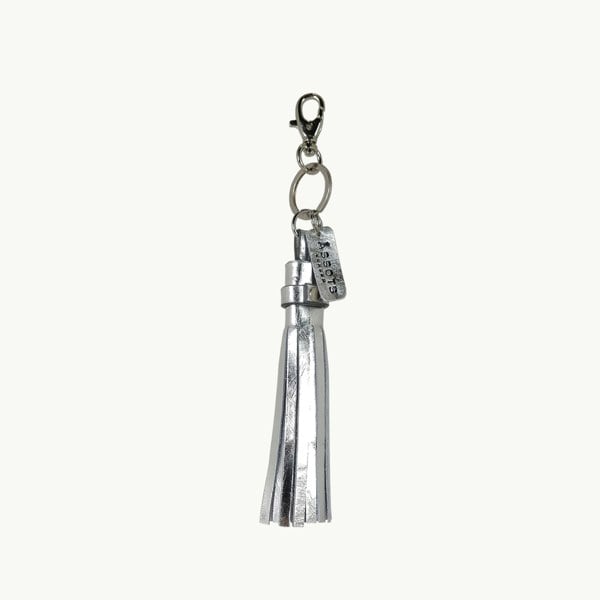 Assots London 'TASSEL' Super Cute Silver Metallic Leather Key Ring Holder/Charm