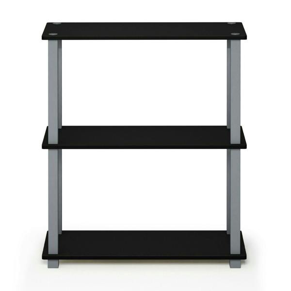 WALPLUS Turn-S-Tube 3-Tier Compact Multipurpose Shelf Display Rack with Square Tube, Black/Grey perfect for organized storage and display