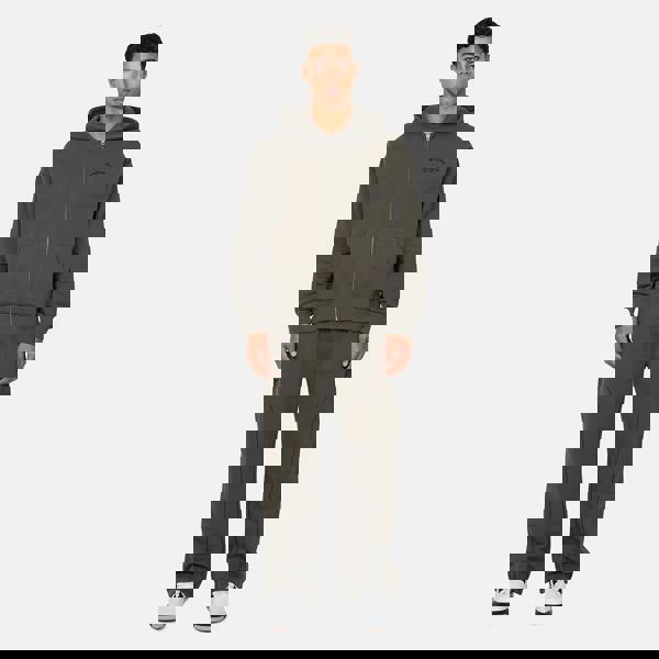 Good For Nothing  Dark Grey Coverlock Stitching Zip Through Hoodie - Dark Grey Image 4