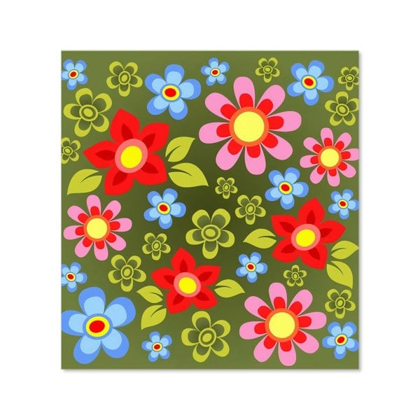 Warren Reed - Designer Red And Blue Flowers Kitchen Splashback