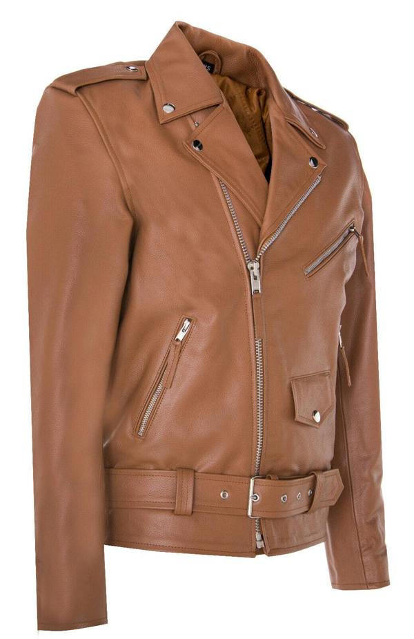 Infinity Leather Mens Leather Brando Biker Rock Motorcycle Hide Jacket