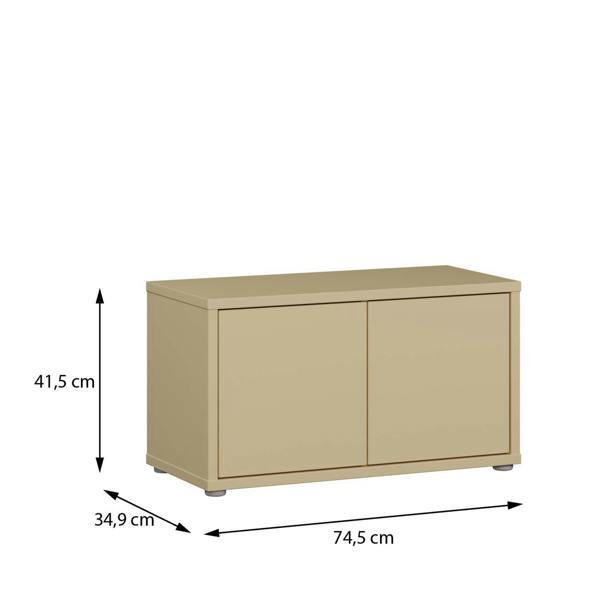 Furniture To Go Alice Springs Bench with 2 Doors Push-to-Open in Butter Yellow