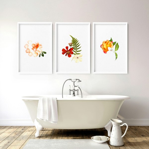 Framed wall art for Bathrooms | set of 3 wall art prints