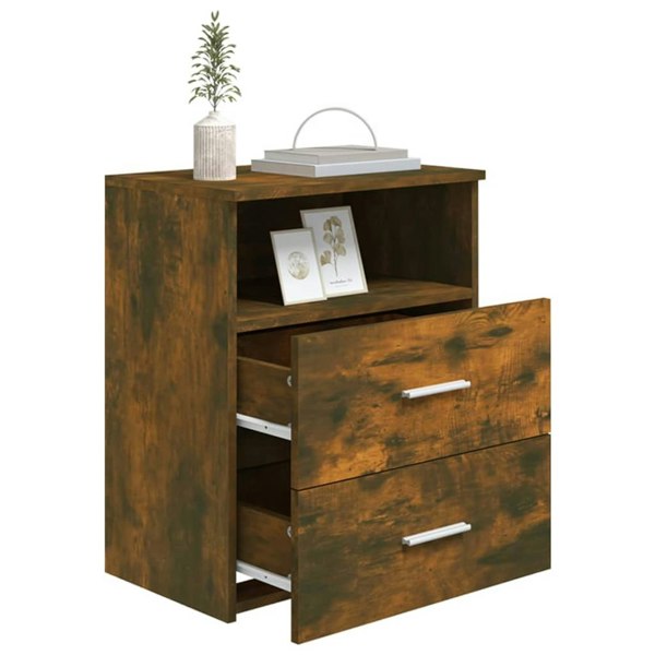 Berkfield Bed Cabinets 2 pcs Smoked Oak 50x32x60 cm