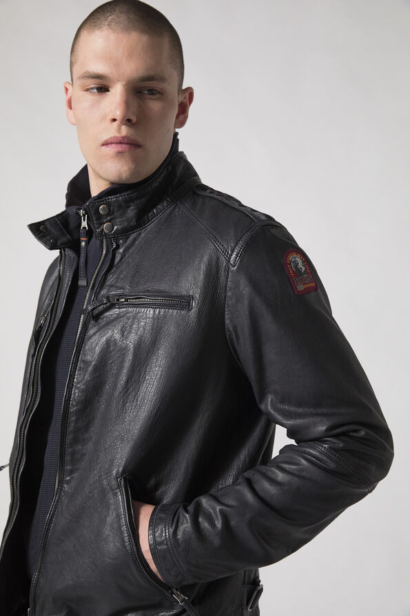 Parajumpers Justin Leather Pencil Dark Grey Leather Jacket