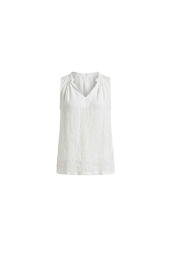 James Lakeland White Pure Linen Sleeveless Top