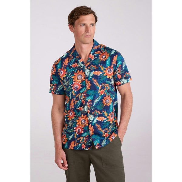 Mountain Warehouse Mens Palm Leaf Beach Shirt - Bright Blue