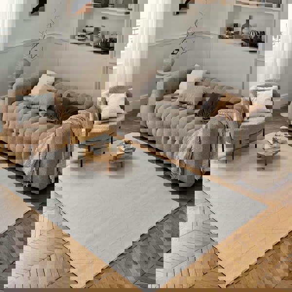 cream colour, abstract design, stain-resistant, Cosy comfort rug, non-static