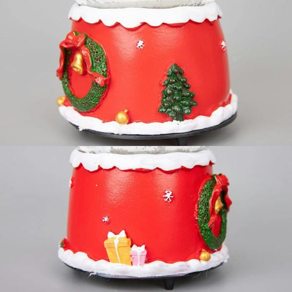 15cm Musical Christmas Snow Globe with Santa Tree Scene and Resin Base Festive Decoration image 4