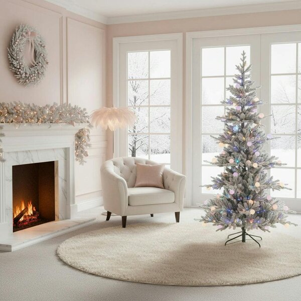 Outdoor Living Aurora Winter Glow Flocked White Multi-Colour Christmas Tree