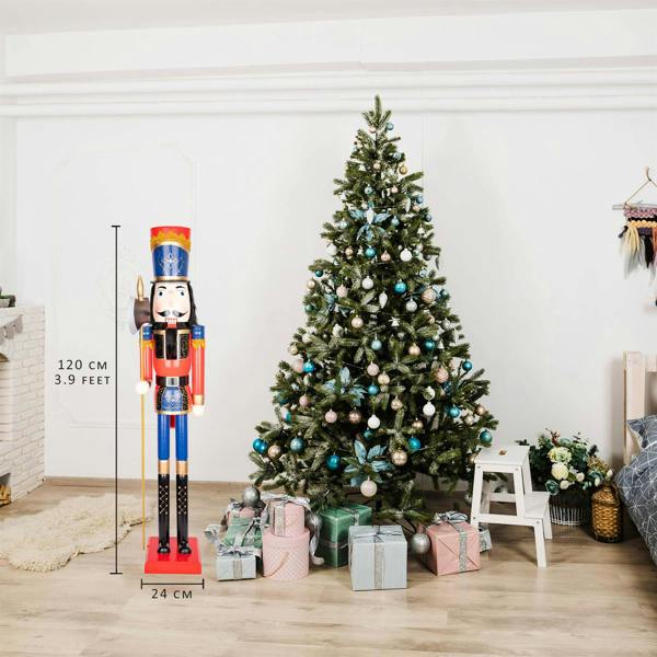 120cm Wooden Christmas Nutcracker Soldier Ornament, Hand-Painted Wood Decorative Figure image 7