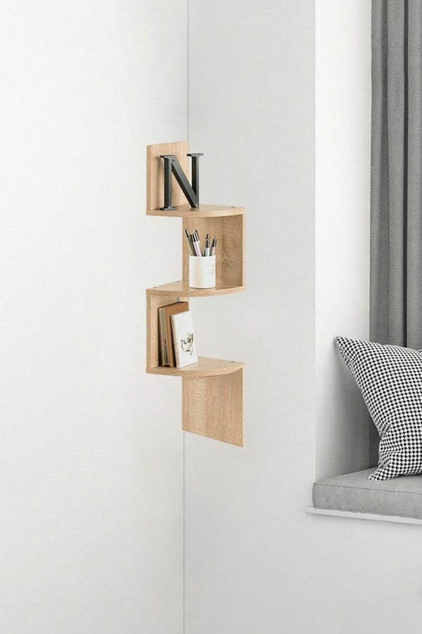 Living and Home 3-Tier Floating Corner Shelf Wall Mount Shelves for Storage and Display