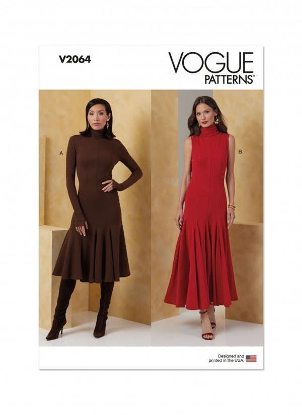 Vogue Sewing Pattern 2064, Dresses for Women, H5 (6-8-10-12-14) - Intermediate
