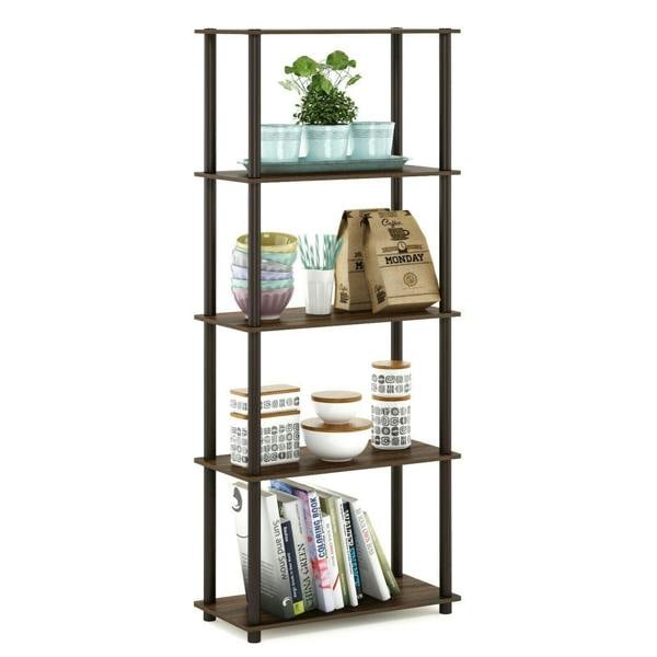 WALPLUS Turn-N-Tube 5-Tier Multipurpose Shelf Display Rack, Walnut/Brown perfect for organized storage and display