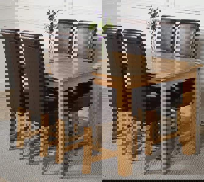 That's Furniture Oslo 150 x 90cm Medium Oak Dining Set with Washington Leather Chairs