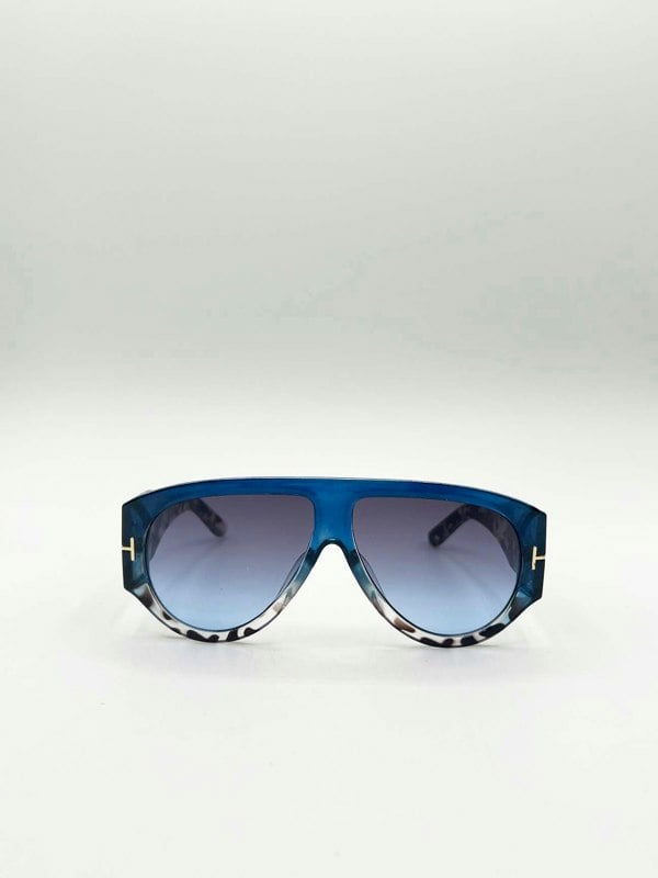 SVNX Oversized Rounded Sunglasses Blue Black