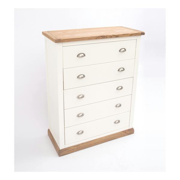 Cabinet Bits Tropea 5 Drawer Chest of Drawers Chrome Cup Handle
