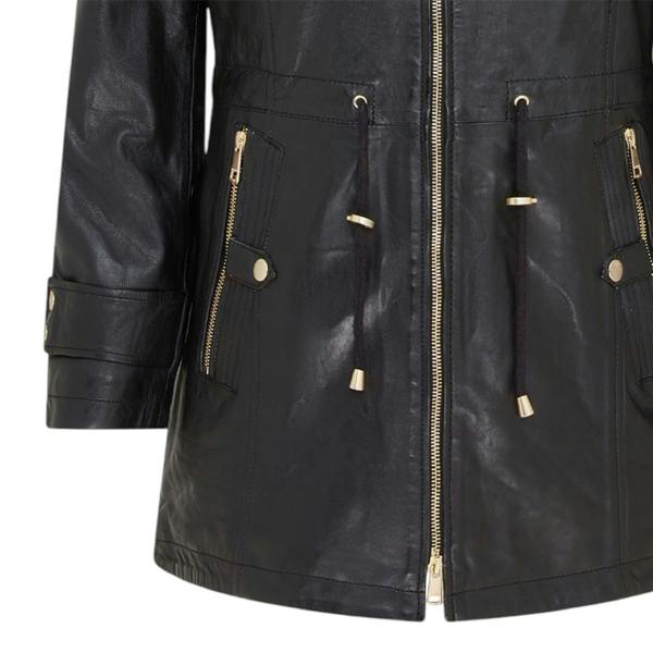 Infinity Leather Women's Leather Parka Detachable Borg Hooded Trench Coat - Trekker