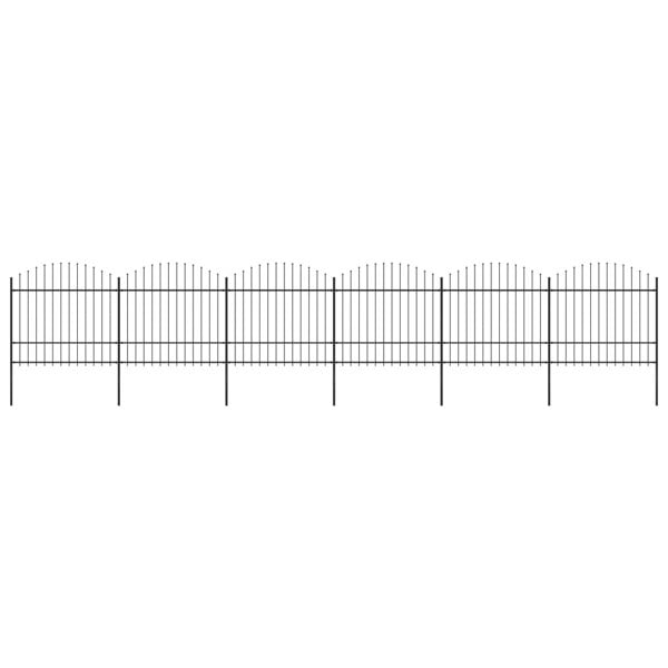 Berkfield Garden Fence with Spear Top Steel (1.5-1.75)x10.2 m Black