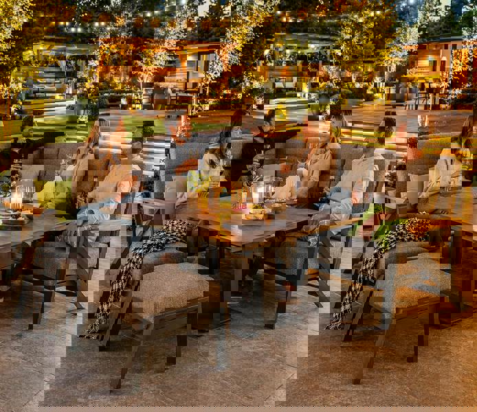 Darwin 7 Seater Corner Sofa Set - Premium Aluminium Garden Furniture with Teak Wood The Garden Furniture Shop