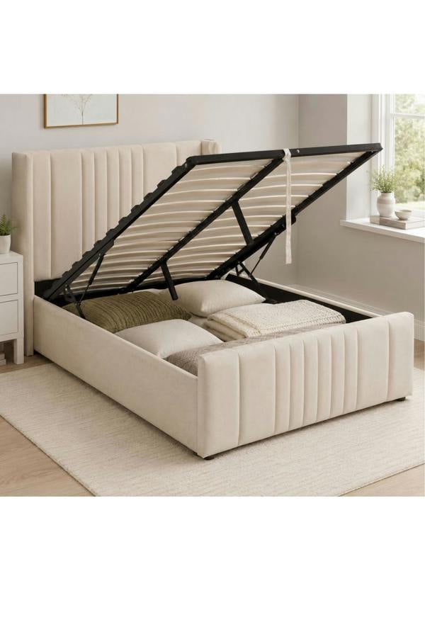Groundlevel Langford Velvet Upholstered Ottoman Storage Bed