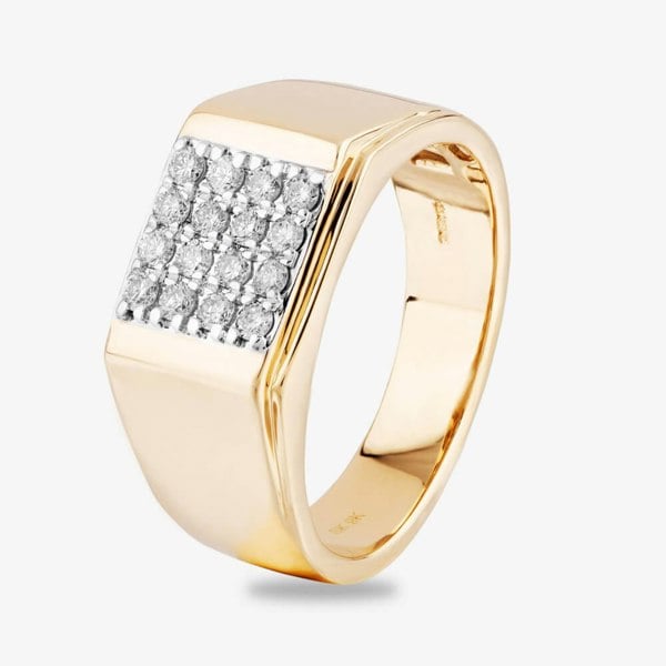 T. H. Baker 9ct Yellow Gold 0.50ct Diamond Square Pave Ring TH012577R