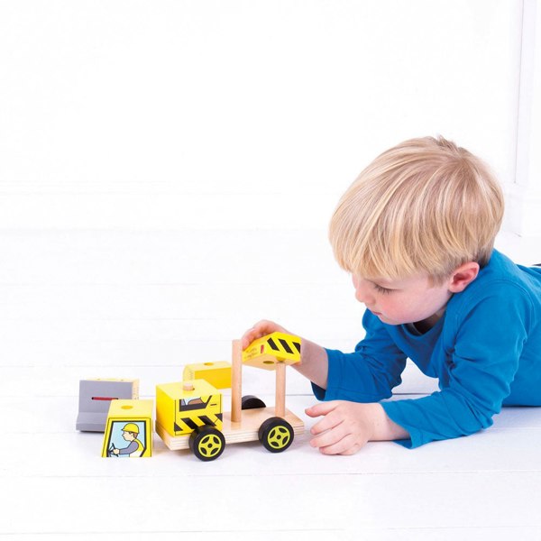 Bigjigs Toys Wooden Stacking Bulldozer Toy And Puzzle