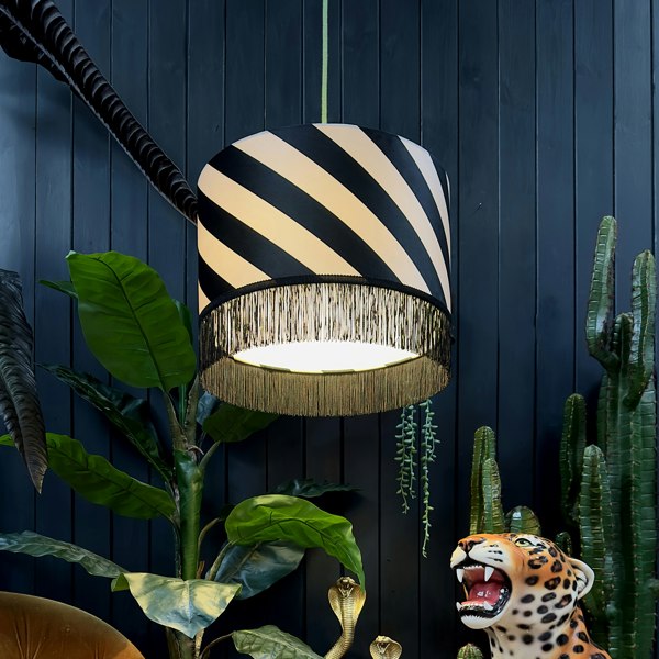 Love Frankie Liquorice Helter Skelter Velvet Lampshades With Fringing